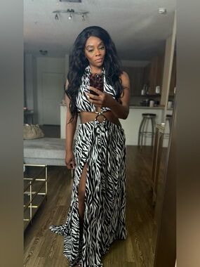 Bronx and Banco Black and White Zebra Print Dress